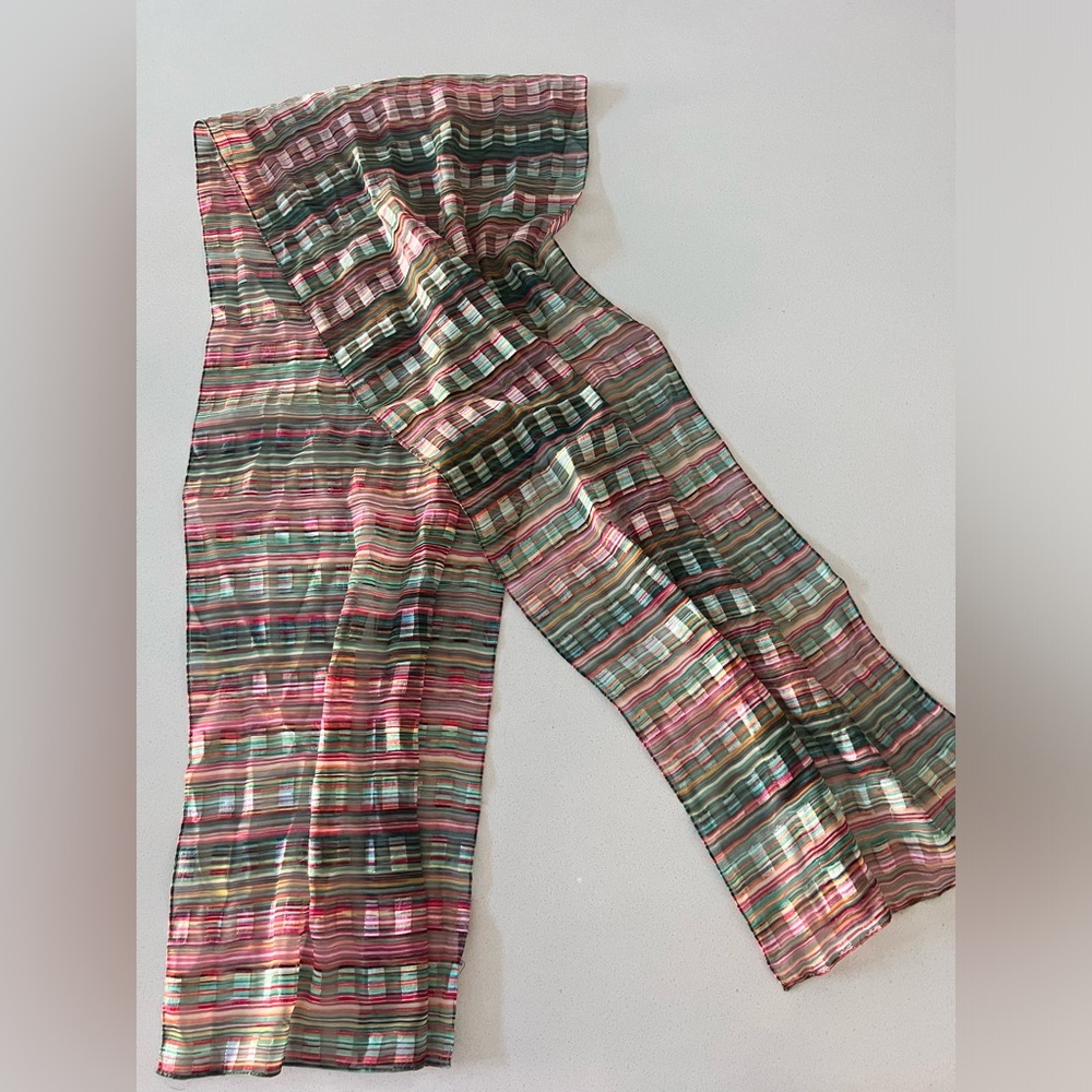 Multicolor Gold Thread Sheer Womens‎ Scarf 64"